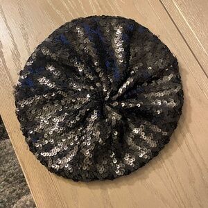 Vintage Black Sequin Beret